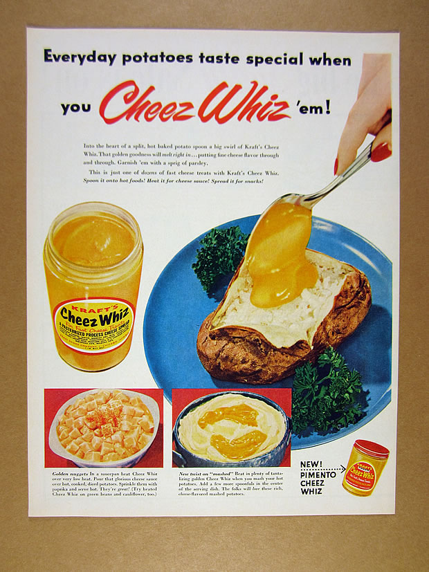 1959 Kraft Cheese Whiz baked potato jar photo vintage print Ad