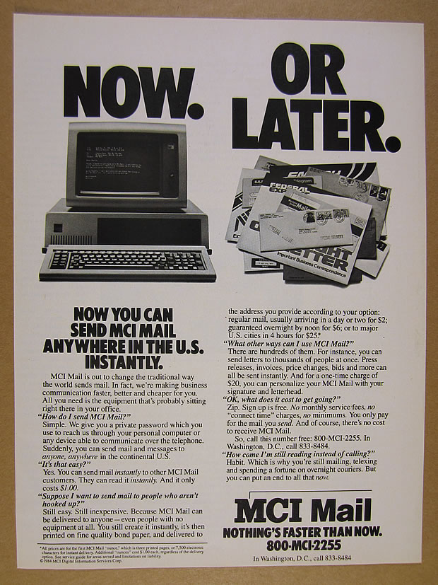 1984 MCI Mail commercial email service IBM PC computer photo vintage