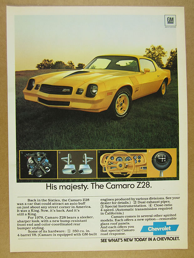 Classic Vintage Advertisement Car Ad J15 1984 Chevrolet Camaro Z28 Chevy