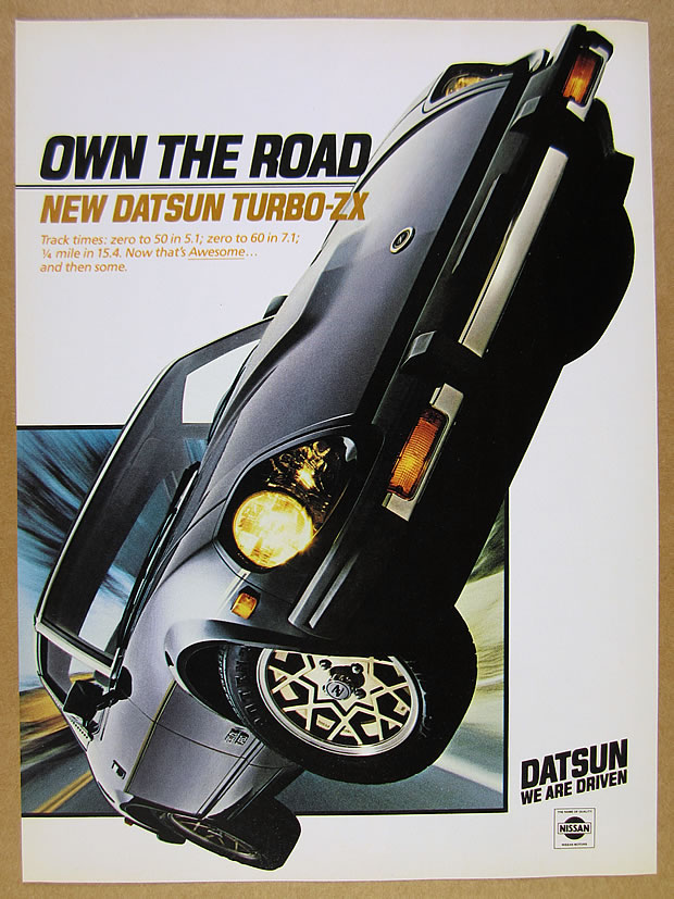 1981 Datsun 280ZX TURBO-ZX black car color photo vintage print Ad