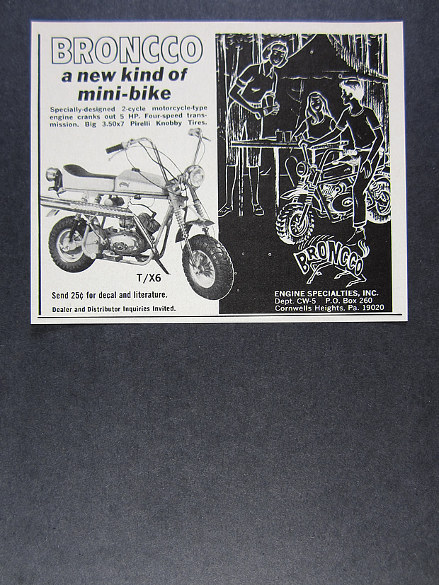 1970 Broncco TX6 Mini-Bike photo vintage print Ad